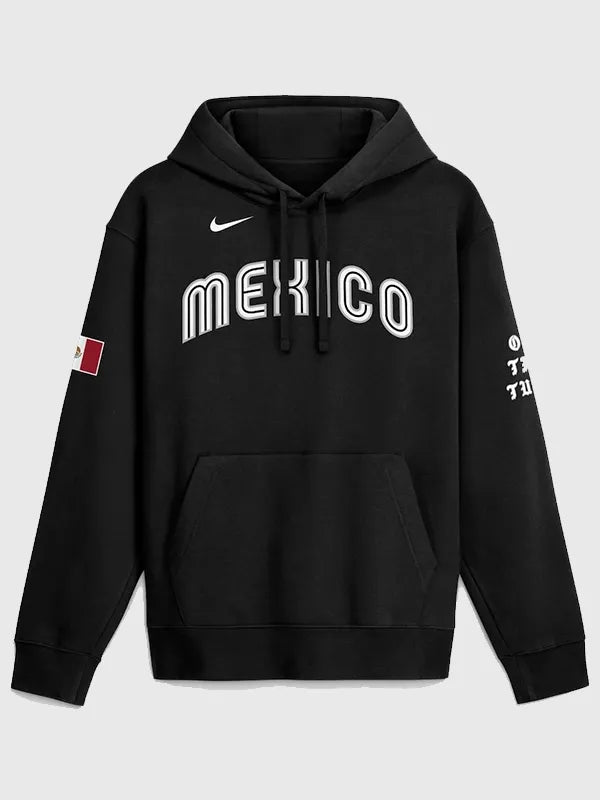 Mexico Baseball Nike x Born x Raised World Baseball Classic Hoodie Hoodie unisex detail view 3 | Dash Racegear — Mexico Baseball 2026 WBC black Club Fleece hoodie by Nike x Born x Raised, perfect for spirited supporters.