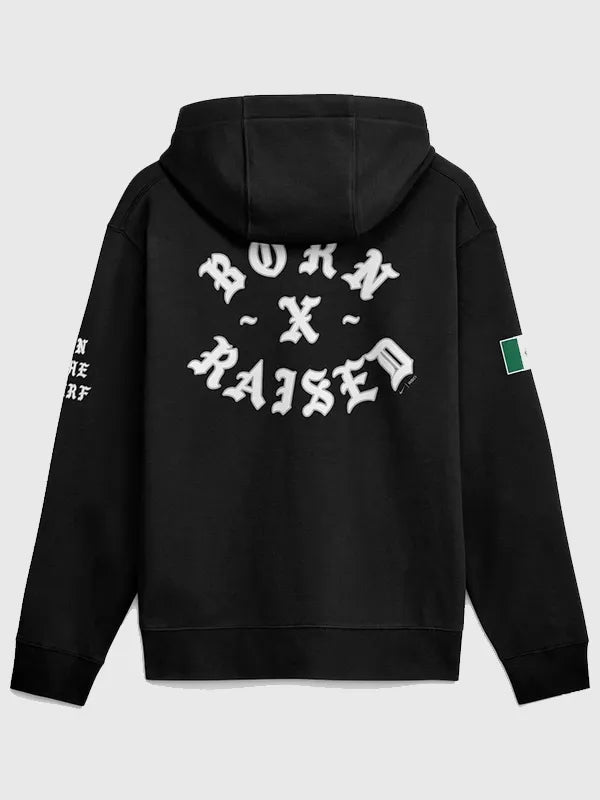 Mexico Baseball Nike x Born x Raised World Baseball Classic Hoodie Hoodie unisex detail view 4 | Dash Racegear — Nike x Born x Raised Mexico Baseball 2026 WBC black hoodie in cozy Club Fleece for game day warmth.