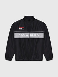 Malbon x F1 Miami Track Jacket Jacket unisex front product view | Dash Racegear — Black Track Jacket 2026 Miami Grand Prix Malbon x Formula 1 with bold logos and zip front, for fans on the move.