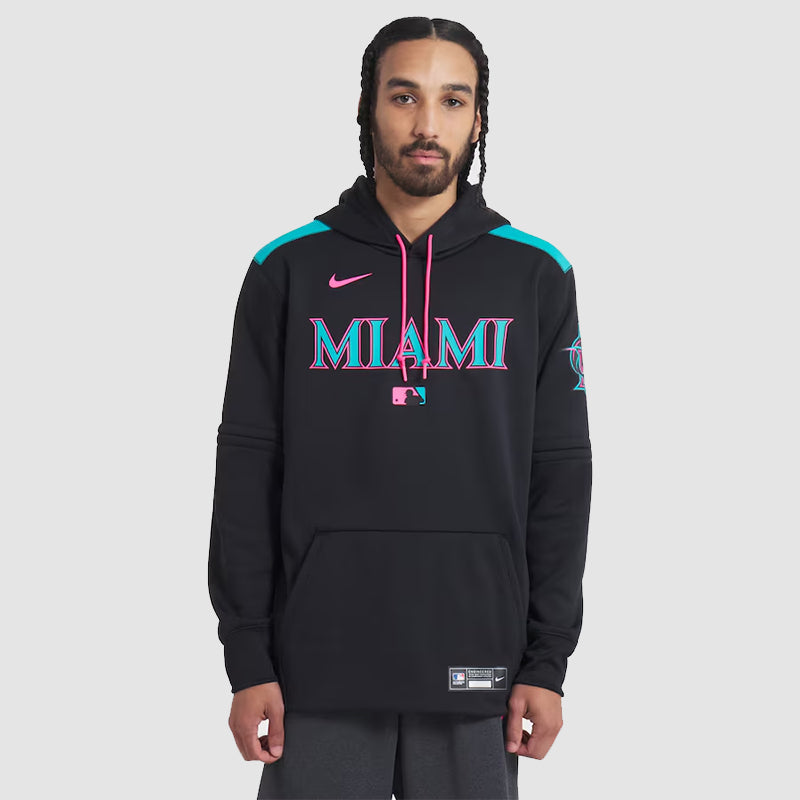 Miami Marlins Nike 2025 City Connect Hoodie Hoodie unisex front product view | Dash Racegear — Miami Marlins City Connect Nike Hoodie – Limited 2025 Drop
