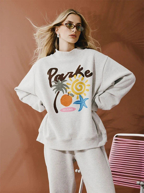 Parke Miami Graphic Mockneck Sweatshirt Sweatshirt unisex front product view | Dash Racegear — Parke Miami Urban Style Graphic Mockneck Sweatshirt