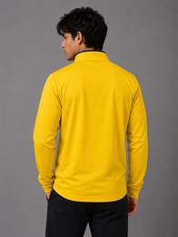 Dusty May Wolverines Quarter-Zip Pullover Jacket Jacket unisex detail view 11 | Dash Racegear — Coach Dusty May yellow Wolverines jacket with athletic cut, mock neck finish, and quarter-zip performance opening
