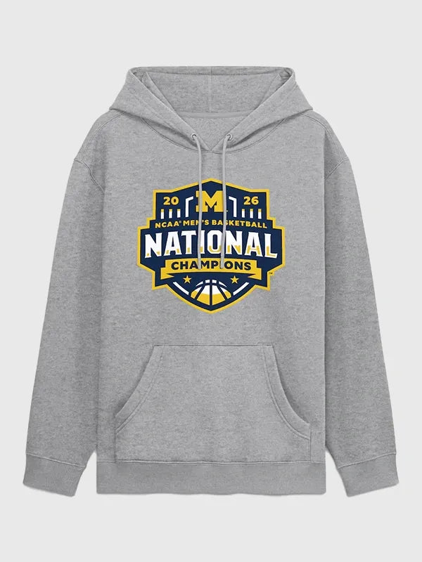 Michigan Wolverines Basketball National Champions Hoodie Hoodie unisex detail view 2 | Dash Racegear — Half-Court Hero hoodie in Michigan Wolverines 2026 design, great for fan-ready outfits.