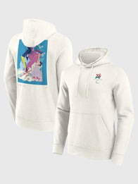 Milano Cortina 2026 Paralympics Iconic Poster Graphic Hoodie Hoodie unisex front product view | Dash Racegear — Milano Cortina Paralympics 2026 Hoodie in off white, soft fleece and standout artwork to show event pride.