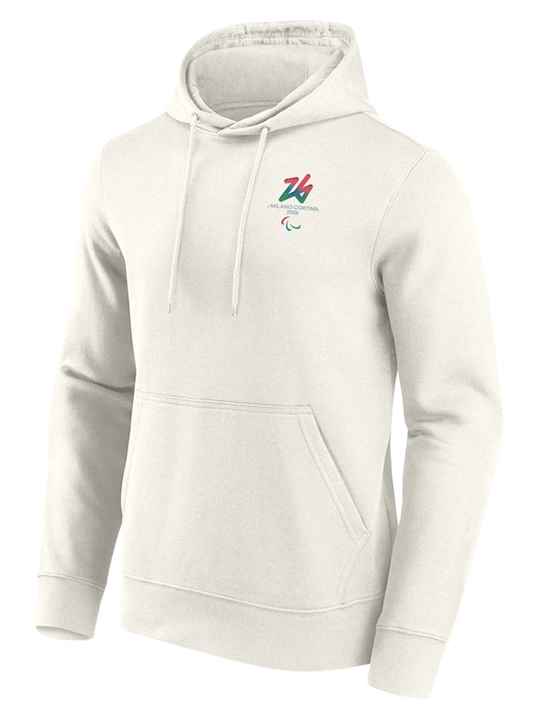Milano Cortina 2026 Paralympics Iconic Poster Graphic Hoodie Hoodie unisex detail view 2 | Dash Racegear — Off white Milano Cortina 2026 Paralympics Iconic Poster Hoodie, casual, warm, and perfect for everyday outfits.