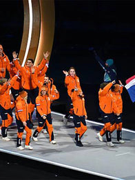 Winter Olympics 2026 Team Netherlands Opening Ceremony Jacket Jacket unisex detail view 2 | Dash Racegear — Stay bold and warm in the Team Netherlands orange hooded jacket, perfect for Winter Olympics excitement.