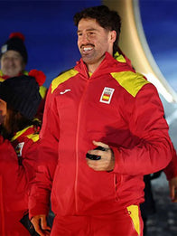 Winter Olympics 2026 Opening Ceremony Team Spain Jacket Jacket unisex front product view | Dash Racegear — Team Spain red Joma Sport anorak jacket keeps fans cozy and stylish at Milano Cortina 2026 Winter Olympics.