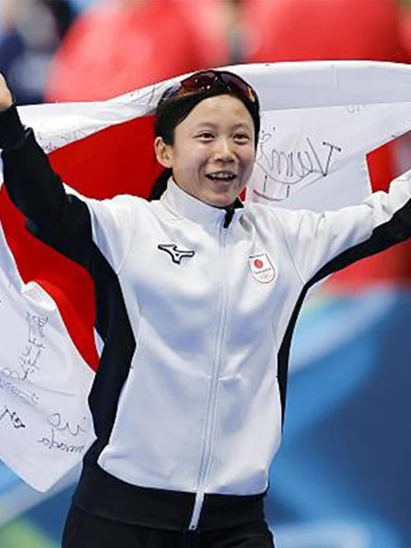 Winter Olympics 2026 Team Japan Kaori Sakamoto Jacket Jacket unisex detail view 3 | Dash Racegear — White and black Milano Cortina 2026 Opening Ceremony Team Japan jacket inspired by Kaori Sakamoto with bold graphic accents.