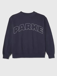 Parke x Target Mockneck Navy Blue Sweatshirt Sweatshirt unisex front product view | Dash Racegear — Women’s Parke x Target navy mockneck sweatshirt, cozy fleece-style pullover for daily casual outfits.