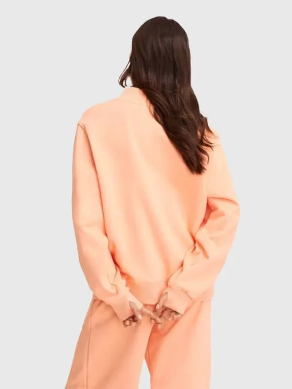 Parke x Target Mockneck Peach Sweatshirt Sweatshirt unisex detail view 3 | Dash Racegear — Peach mockneck pullover sweatshirt Parke x Target, soft fleece-style top for everyday street fashion.