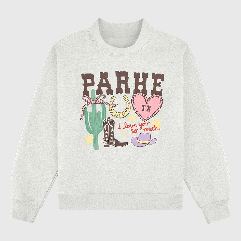 Parke Texas Graphic Mockneck Sweatshirt Sweatshirt unisex detail view 3 | Dash Racegear — Parke Texas Collegiate Style Mockneck Sweatshirt