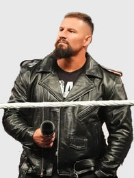 Bron Breakker Monday Night RAW 2026 Jacket Jacket unisex detail view 3 | Dash Racegear — Bron Breakker RAW 2026 leather jacket, black biker style for bold wrestling and street fashion.