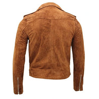 Mens Brown Motorcycle Suede Leather Jacket Leather Jacket men detail view 2 | Dash Racegear — Brown Motorcycle Suede Leather Jacket