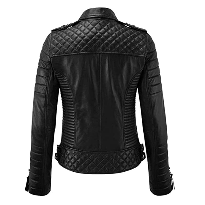 Motorcycle Padded Black Leather Jacket Leather Jacket unisex detail view 2 | Dash Racegear — Motorcycle Black Padded Leather Jacket