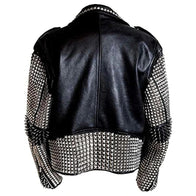 Brandon Black Motorcycle Studded Leather Jacket Leather Jacket unisex detail view 2 | Dash Racegear — Motorcycle Studded Black Leather Jacket