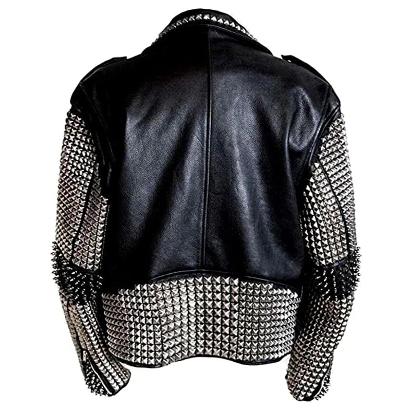 Brandon Black Motorcycle Studded Leather Jacket Leather Jacket unisex detail view 2 | Dash Racegear — Motorcycle Studded Black Leather Jacket