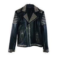 Douglas Black Studded Leather Jacket Leather Jacket unisex front product view | Dash Racegear — Black Studded Leather Jacket For Mens