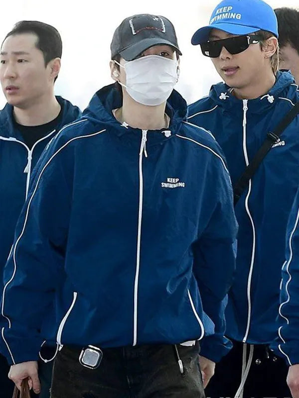 Bts Keep Swimming Jacket Jacket unisex detail view 9 | Dash Racegear — Musinsa BTS Keep Swimming Jacket in blue with modern fit, ideal for fans and casual city wear.