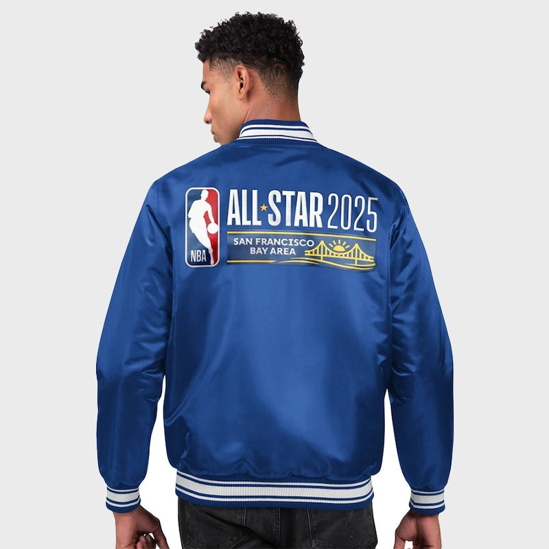 NBA All-Star Game Starter Royal Satin Varsity Jacket Varsity Jacket unisex detail view 2 | Dash Racegear — Limited Edition NBA All-Star Starter Varsity Jacket