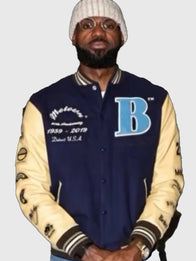 LeBron James Motown Varsity Jacket Varsity Jacket unisex detail view 5 | Dash Racegear — Recreation LeBron James Motown Records varsity jacket featuring premium wool construction in blue and beige