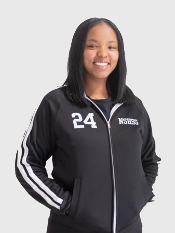 NSHSS Track Jacket Jacket unisex detail view 3 | Dash Racegear — Elevate your wardrobe with the NSHSS women's black zip-up track jacket crafted for comfort and versatility.