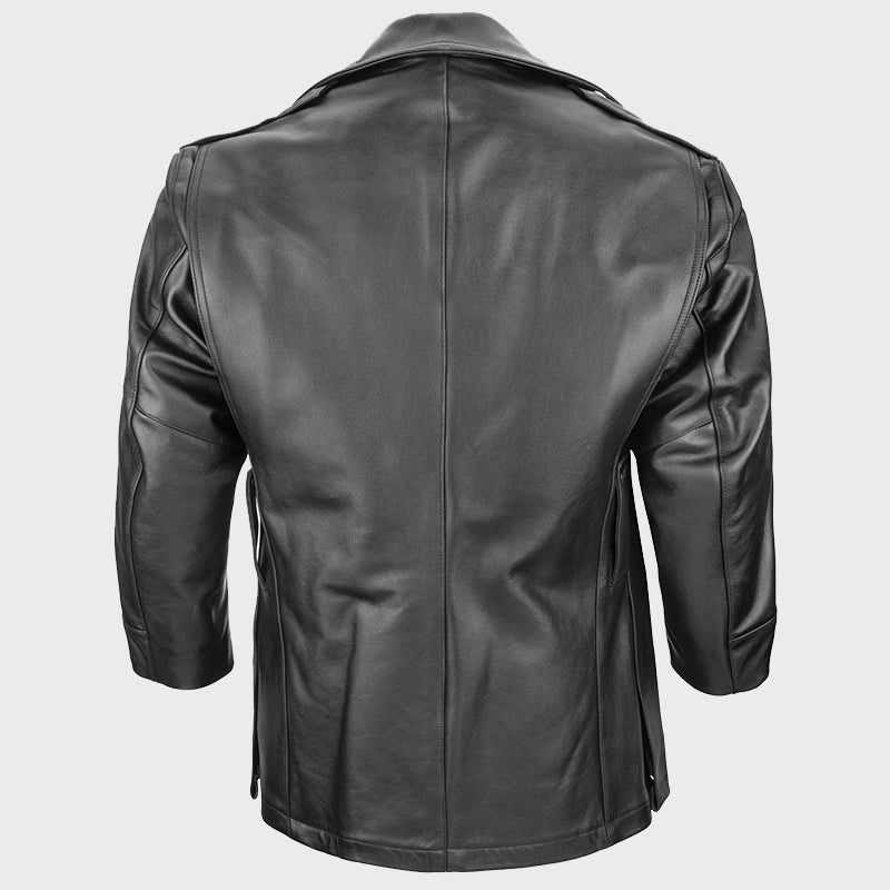 NYPD Cowhide Leather Long Jacket Jacket unisex detail view 2 | Dash Racegear — Black NYPD Cowhide Leather Jacket – Stylish & Tough
