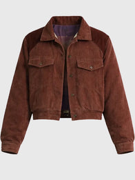 Stranger Things Season 05 Nancy Wheeler Jacket Jacket unisex detail view 3 | Dash Racegear — Natalia Dyer Nancy Wheeler corduroy jacket from Stranger Things S05 with classic texture