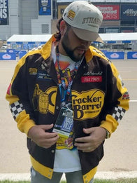 NASCAR Cup Series Cracker Barrel 400 Racing Jacket Jacket unisex detail view 2 | Dash Racegear — Tyler Filmore race week jacket in brown twill with classic motorsport-inspired design