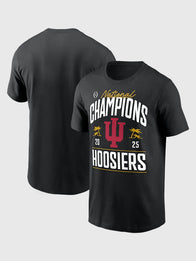 Indiana National Championship Shirt Shirt unisex front product view | Dash Racegear — Black Indiana Hoosiers 2025 College Football Playoff T-Shirt, casual fan tee celebrating championship victory.