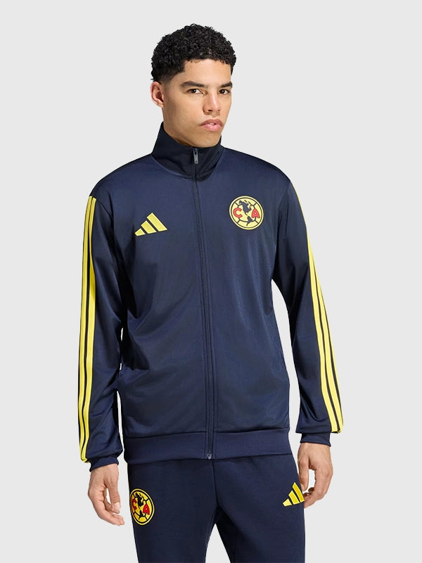 Adidas Club America DNA Track Jacket Jacket unisex detail view 2 | Dash Racegear — Unisex Club America DNA navy blue track jacket crafted for lightweight comfort and contemporary athletic fashion.