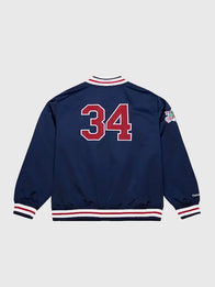 Kirby Puckett Minnesota Twins Satin Jacket Jacket unisex detail view 2 | Dash Racegear — Navy blue full-snap jacket by Minnesota Twins, honoring Kirby Puckett, ideal for streetwear.