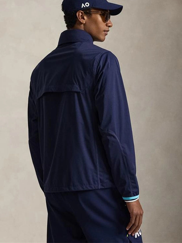 Polo Ralph Lauren Australian Open Ballperson Jacket Jacket unisex detail view 2 | Dash Racegear — Australian US Open Ballperson Jacket by Polo Ralph Lauren, navy with lightweight design for tennis staff.
