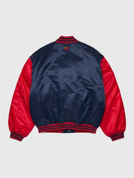 Denim Tears Baseball Varsity Jacket Varsity Jacket unisex detail view 2 | Dash Racegear — Navy & red varsity jacket by Denim Tears 2026, ideal for casual and streetwear outfits.