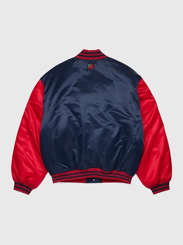 Denim Tears Baseball Varsity Jacket Varsity Jacket unisex detail view 2 | Dash Racegear — Navy & red varsity jacket by Denim Tears 2026, ideal for casual and streetwear outfits.