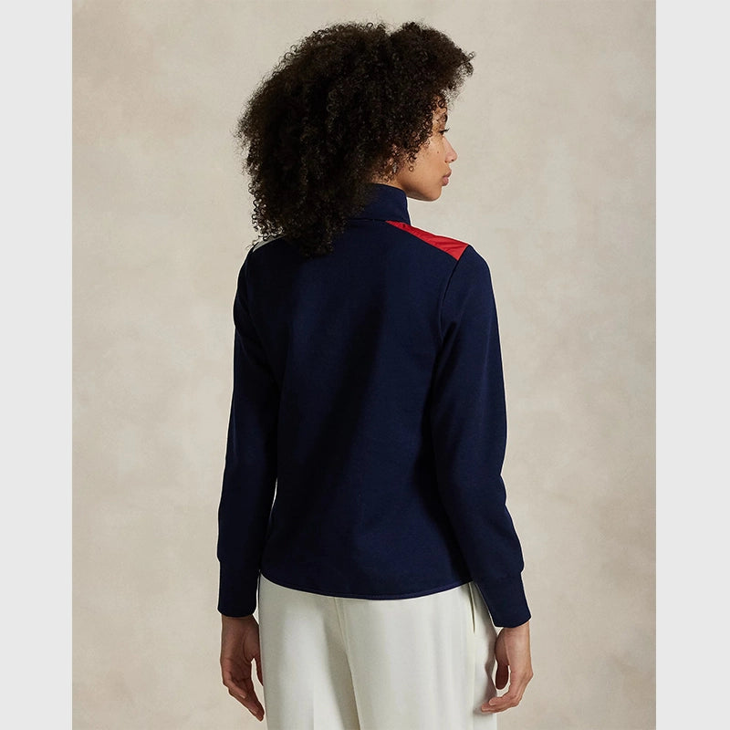 Ralph Lauren U.S. Ryder Cup Hybrid Quilted Jacket Jacket unisex detail view 4 | Dash Racegear — back image of Navy and White Quilted Hybrid Jacket for Ryder Cup US Team
