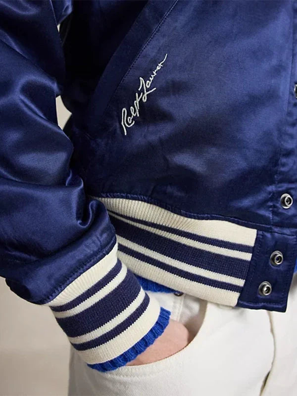 Polo Ralph Lauren Red Sox Jacket Jacket unisex detail view 4 | Dash Racegear — Satin varsity bomber jacket for Boston Red Sox by Ralph Lauren x MLB, great for layering.