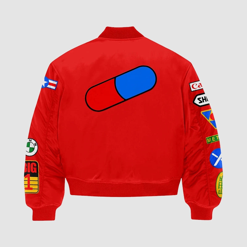 Neo-Tokyo Akira Red Bomber Jacket Bomber Jacket unisex detail view 2 | Dash Racegear — Akira Kaneda’s Neo-Tokyo Jacket – Bold Red Statement