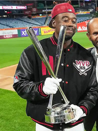 Jordan Walker MVP 2026 Varsity Jacket Varsity Jacket unisex front product view | Dash Racegear — Netflix Jordan Walker MVP 2026 Home Run Derby Black Varsity Jacket with a timeless athletic design and premium everyday comfort.