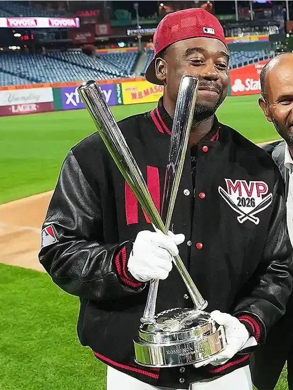 Jordan Walker MVP 2026 Varsity Jacket Varsity Jacket unisex front product view | Dash Racegear — Netflix Jordan Walker MVP 2026 Home Run Derby Black Varsity Jacket with a timeless athletic design and premium everyday comfort.