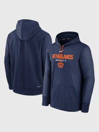 Netherlands 2026 World Baseball Classic Hoodie Hoodie unisex front product view | Dash Racegear — Navy Netherlands 2026 WBC Nike Therma Hoodie, comfortable and soft fleece ideal for fan or casual outfits.