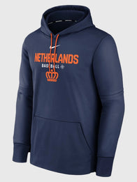 Netherlands 2026 World Baseball Classic Hoodie Hoodie unisex detail view 2 | Dash Racegear — Netherlands 2026 WBC Nike Authentic Collection Therma Hoodie, navy fleece, warm and stylish for fans.