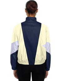Dodgers New Era Leisure City Connect Windbreaker Jacket Jacket unisex detail view 2 | Dash Racegear — Navy and cream Dodgers full-zip windbreaker for women, ideal for everyday sporty style.