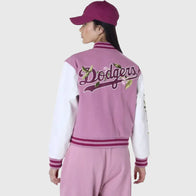 New Era LA Dodgers Floral Pink Varsity Jacket Varsity Jacket unisex detail view 2 | Dash Racegear — Bloom in style – LA Dodgers Floral Varsity by New Era