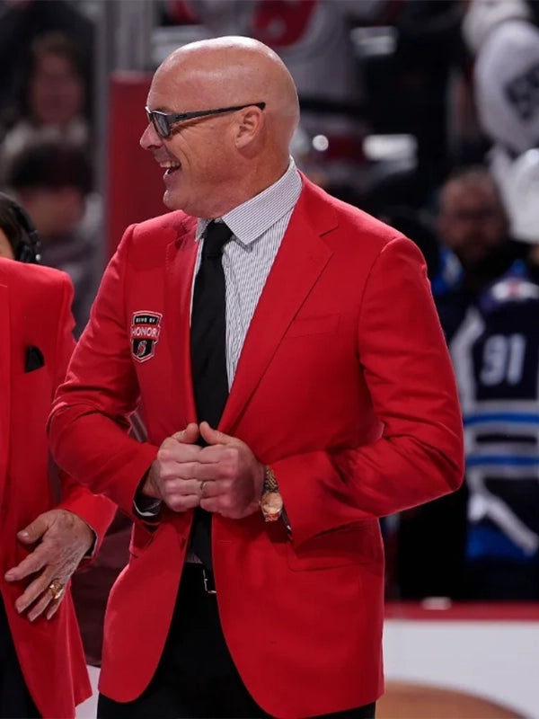 John MacLean Ring of Honor Jacket Jacket unisex detail view 2 | Dash Racegear — John MacLean New Jersey Devils Ring of Honor Red Blazer Jacket, elegant fit with team-inspired details for supporters.