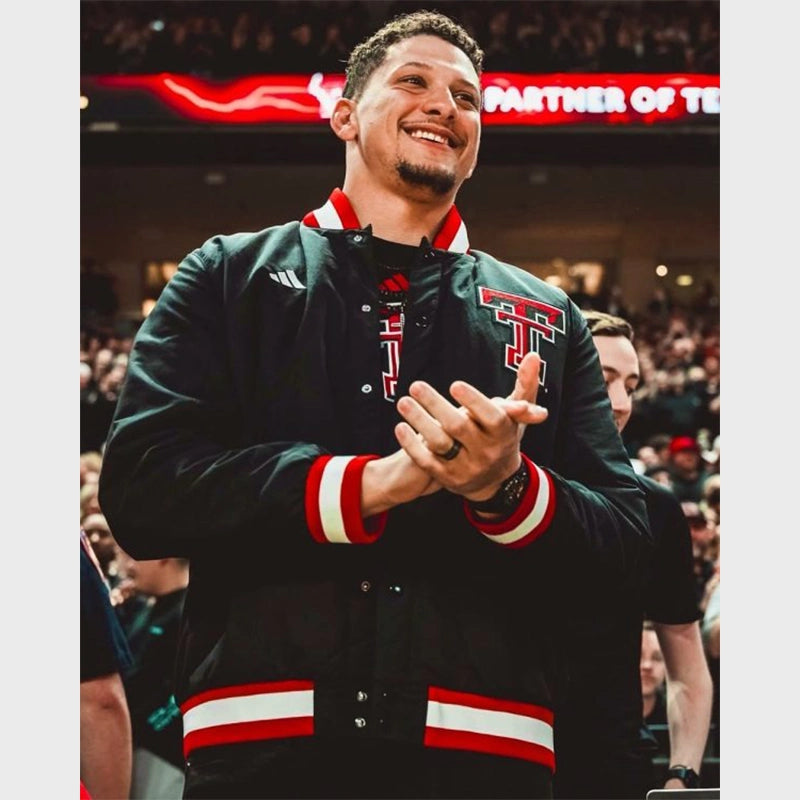 Patrick Mahomes Houston v Texas Tech Jacket Jacket unisex front product view | Dash Racegear — Stylish Patrick Mahomes Jacket – Houston v Texas Tech Edition