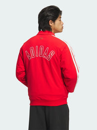 Adidas CNY 3 Stripes Woven Jacket Jacket unisex detail view 2 | Dash Racegear — Recreation Adidas Chinese New Year 2026 bomber jacket in red featuring woven fleece fabric and clean structured fit