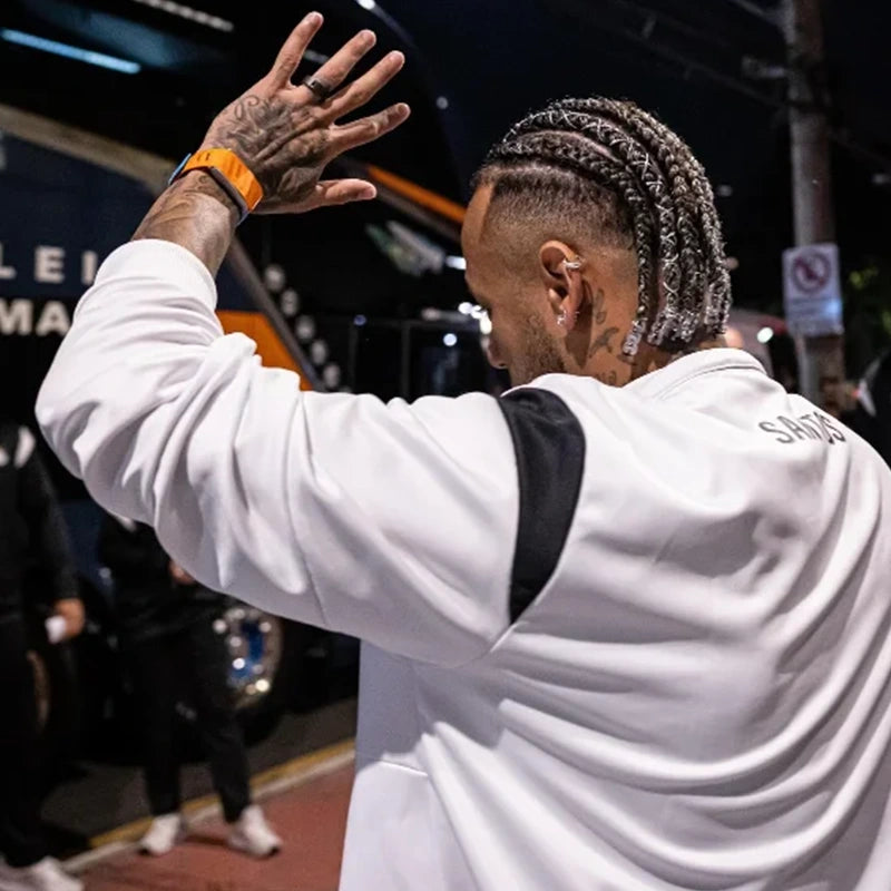 Neymar Santos FC White Track Jacket Jacket unisex detail view 3 | Dash Racegear — Neymar White Track Jacket – Santos FC Heritage Look