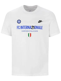 Inter Milan Nike Campioni D’Italia 2025/26 T-Shirt Shirt unisex detail view 2 | Dash Racegear — Nike Inter Milan Campioni D’Italia 2025/26 White T-Shirt clean football-inspired tee for men and women casual street wear