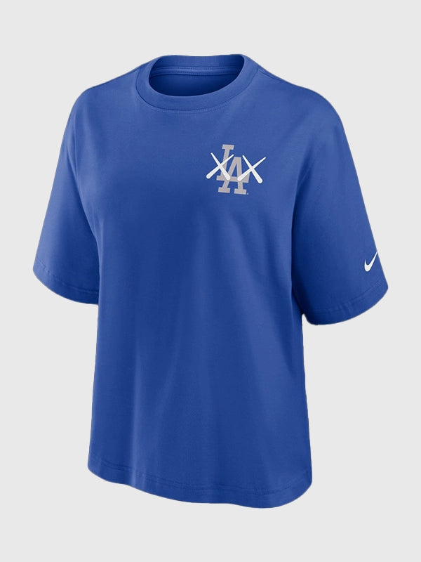 KAWS x MLB Los Angeles Dodgers T-Shirt Shirt unisex detail view 2 | Dash Racegear — Los Angeles Dodgers x KAWS royal blue boxy tee blending Nike design with modern casual fashion.