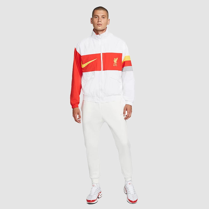 LFC Nike Mens White Heritage Jacket Jacket unisex detail view 5 | Dash Racegear — White Liverpool Nike jacket from heritage collection for men